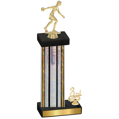 Accented Single Silver Glacier Third Place Bowling Trophy