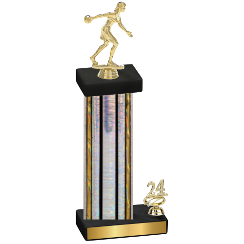 Accented Single Silver Glacier Year Bowling Trophy
