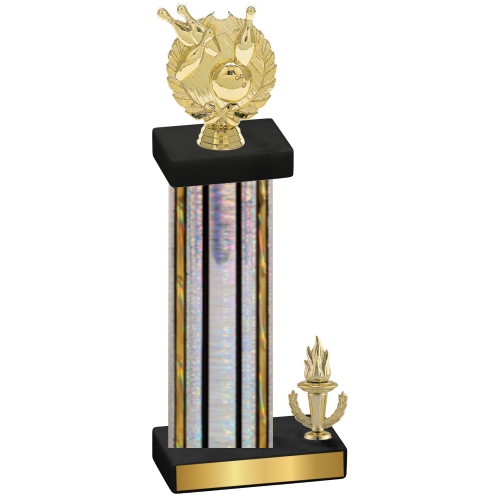 Accented Single Silver Glacier Victory Bowling Trophy