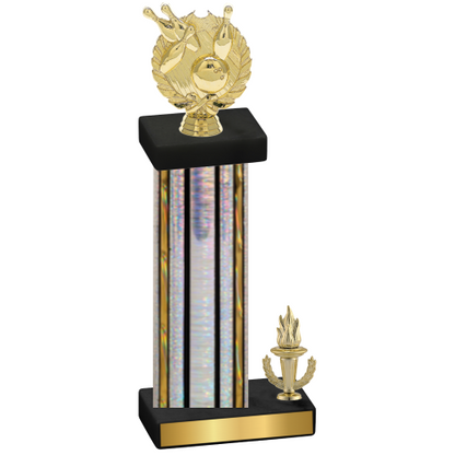Accented Single Silver Glacier Victory Bowling Trophy