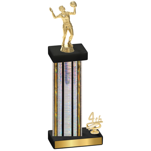 Accented Single Silver Glacier Fourth Place Volleyball Trophy