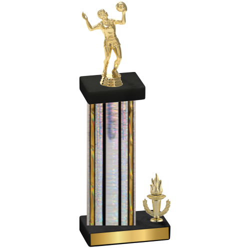 Accented Single Silver Glacier Victory Volleyball Trophy