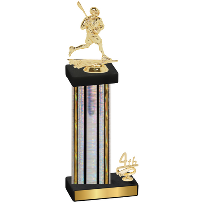 Accented Single Silver Glacier Fourth Place Lacrosse Trophy
