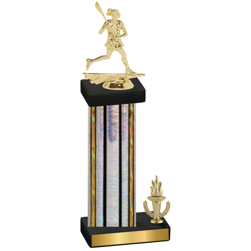 Accented Single Silver Glacier Victory Lacrosse Trophy