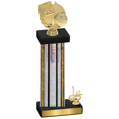 Accented Single Silver Glacier First Place Basketball Trophy