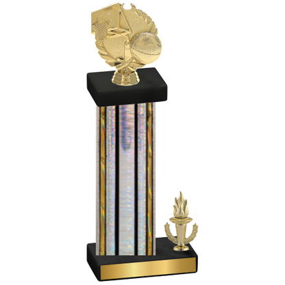 Accented Single Silver Glacier Victory Basketball Trophy