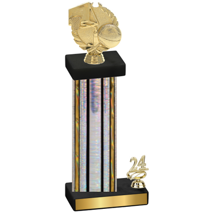 Accented Single Silver Glacier Year Basketball Trophy