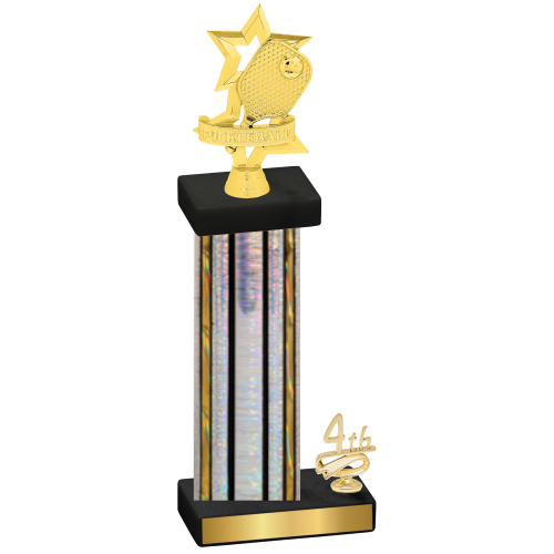 Accented Single Silver Glacier Fourth Place Pickleball Trophy