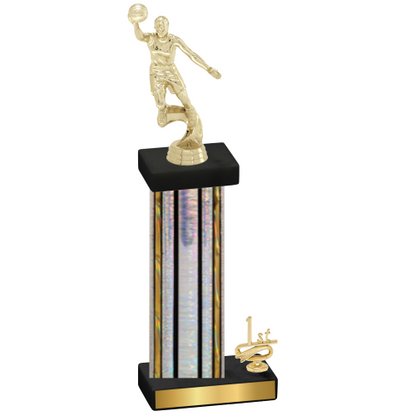 Accented Single Silver Glacier First Place Basketball Trophy