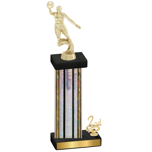 Accented Single Silver Glacier Second Place Basketball Trophy