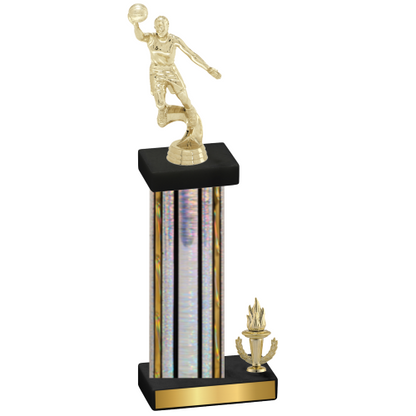 Accented Single Silver Glacier Victory Basketball Trophy