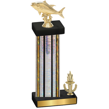 Accented Single Silver Glacier Victory Fishing Trophy