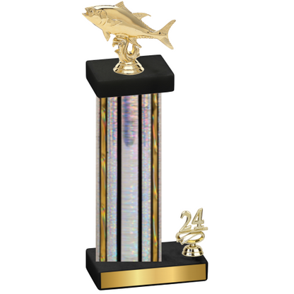 Accented Single Silver Glacier Year Fishing Trophy