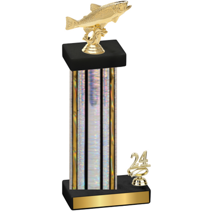 Accented Single Silver Glacier Year Fishing Trophy