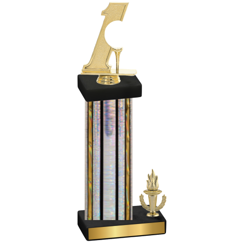 Accented Single Silver Glacier Victory Golf Trophy