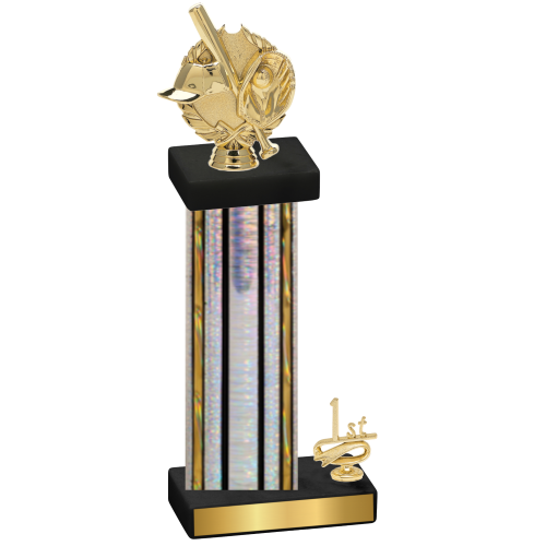 Accented Single Silver Glacier First Place Baseball Trophy