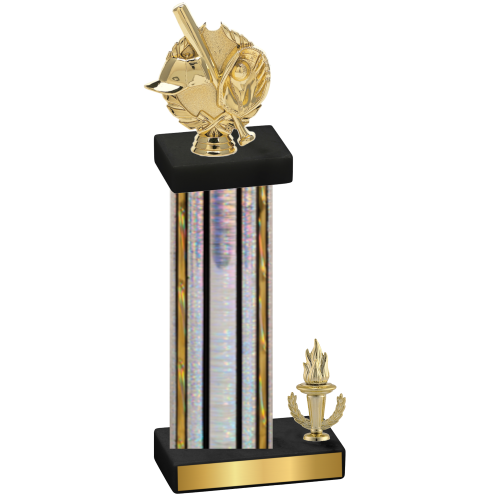 Accented Single Silver Glacier Victory Baseball Trophy