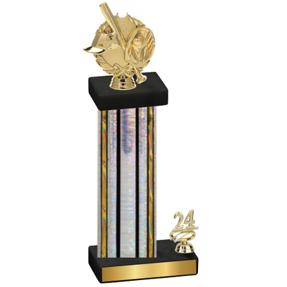 Accented Single Silver Glacier Year Baseball Trophy