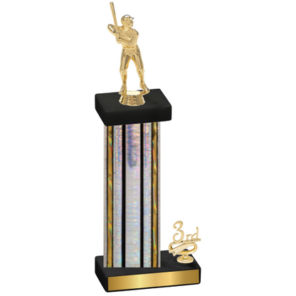 Accented Single Silver Glacier Third Place Baseball Trophy