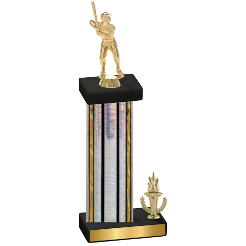 Accented Single Silver Glacier Victory Baseball Trophy