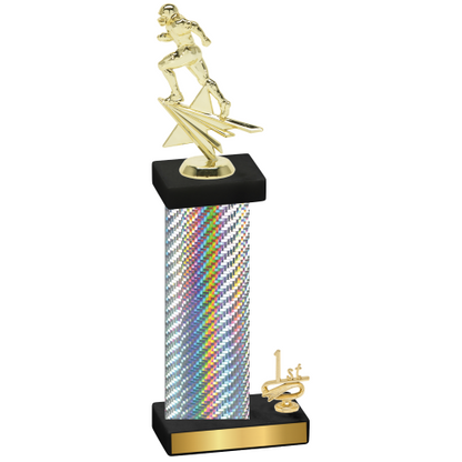 Accented Single Silver Carbon Fiber First Place Football Trophy