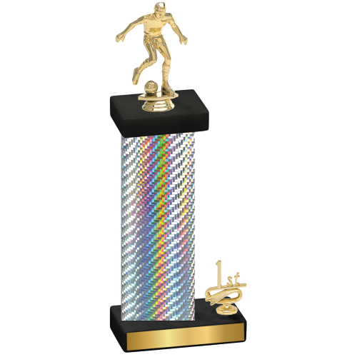 Accented Single Silver Carbon Fiber First Place Soccer Trophy