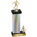 Accented Single Silver Carbon Fiber Victory Soccer Trophy