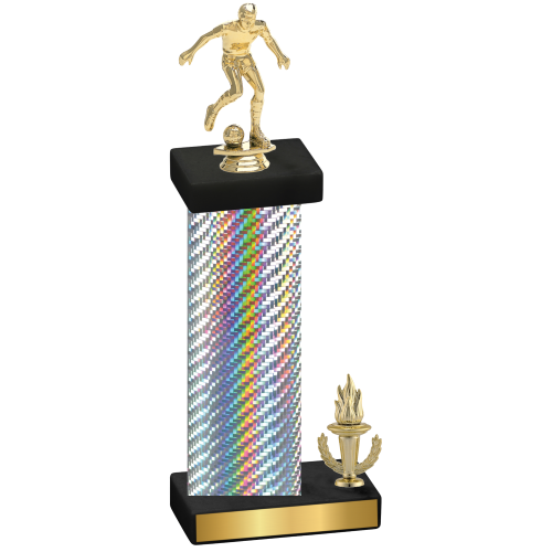 Accented Single Silver Carbon Fiber Victory Soccer Trophy