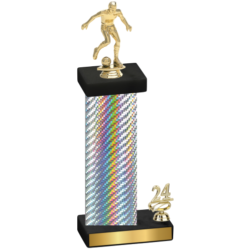 Accented Single Silver Carbon Fiber Year Soccer Trophy