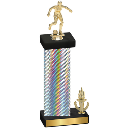 Accented Single Silver Carbon Fiber Victory Soccer Trophy