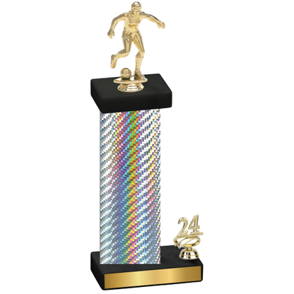 Accented Single Silver Carbon Fiber Year Soccer Trophy