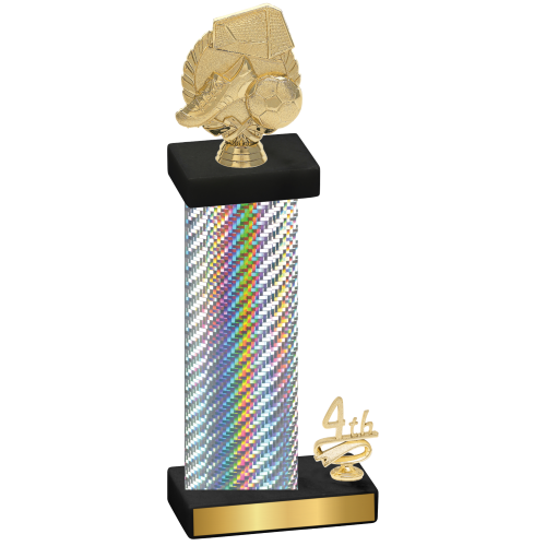 Accented Single Silver Carbon Fiber Fourth Place Soccer Trophy