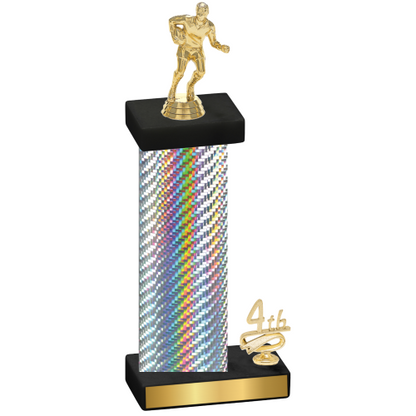 Accented Single Silver Carbon Fiber Fourth Place Rugby Trophy