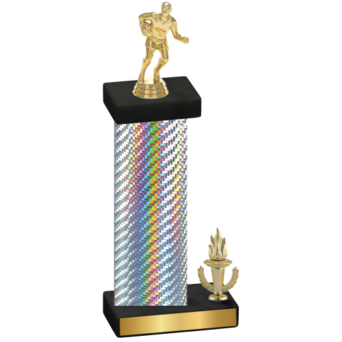 Accented Single Silver Carbon Fiber Victory Rugby Trophy