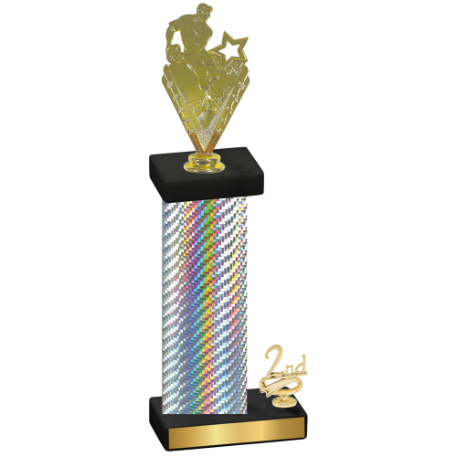 Accented Single Silver Carbon Fiber Second Place Rugby Trophy