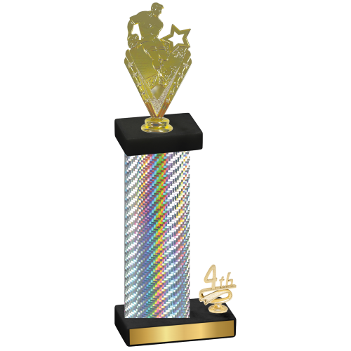 Accented Single Silver Carbon Fiber Fourth Place Rugby Trophy