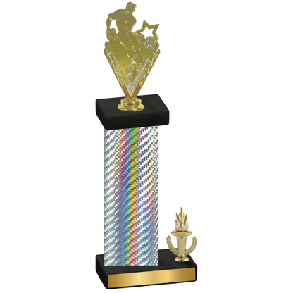 Accented Single Silver Carbon Fiber Victory Rugby Trophy