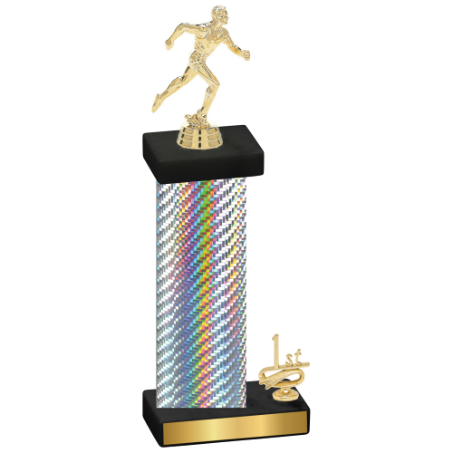 Accented Single Silver Carbon Fiber First Place Running Trophy