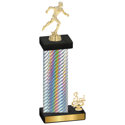 Accented Single Silver Carbon Fiber Third Place Running Trophy