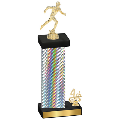 Accented Single Silver Carbon Fiber Fourth Place Running Trophy