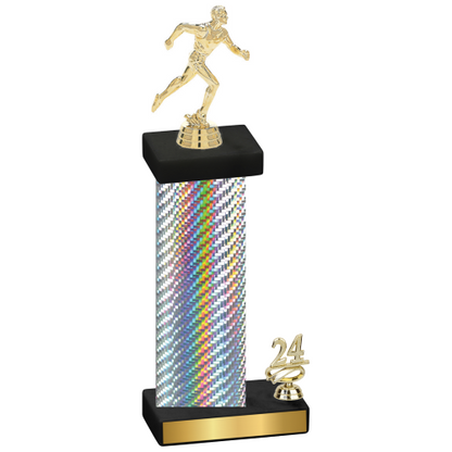Accented Single Silver Carbon Fiber Year Running Trophy