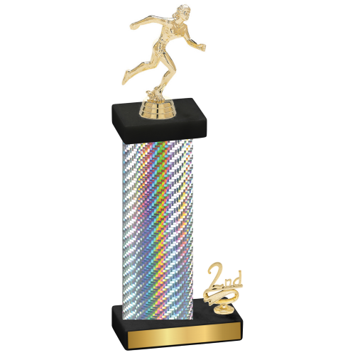 Accented Single Silver Carbon Fiber Second Place Running Trophy