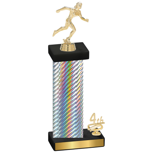 Accented Single Silver Carbon Fiber Fourth Place Running Trophy