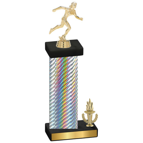 Accented Single Silver Carbon Fiber Victory Running Trophy