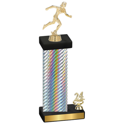 Accented Single Silver Carbon Fiber Year Running Trophy