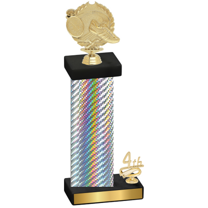 Accented Single Silver Carbon Fiber Fourth Place Running Trophy