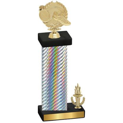 Accented Single Silver Carbon Fiber Victory Running Trophy