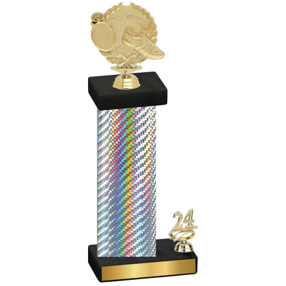 Accented Single Silver Carbon Fiber Year Running Trophy