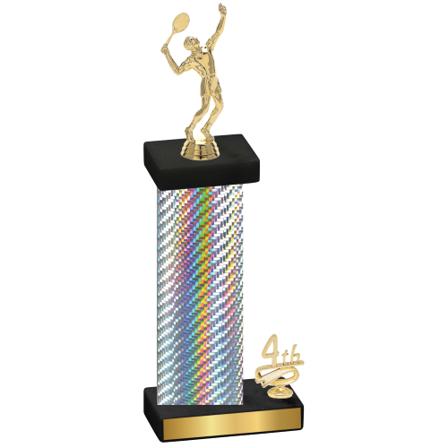 Accented Single Silver Carbon Fiber Fourth Place Tennis Trophy