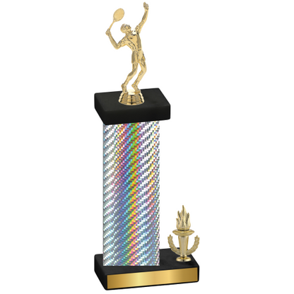 Accented Single Silver Carbon Fiber Victory Tennis Trophy
